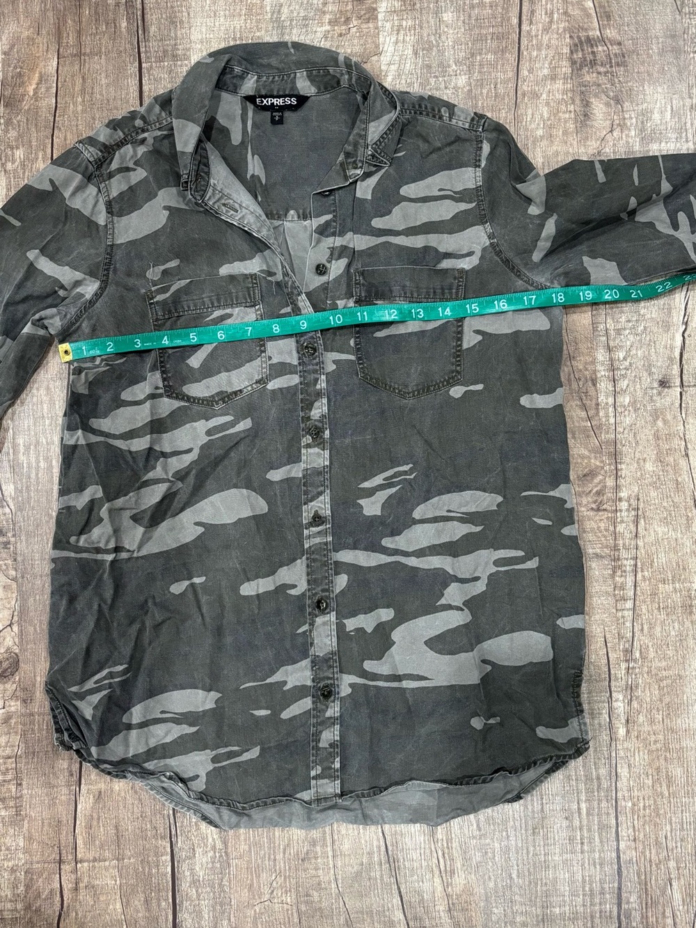 Express Camo Button-Up Shirt - Olive Green & Light Gray - Picture 2 of 5